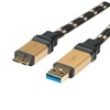 Kabelis USB Roline USB-A - 2 m Juodas Auksinis (11.02.8879)