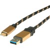 USB kabelis Roline USB-A - USB-C 0,5 m juodas (11.02.9012)