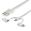 USB kabelis StarTech USB-A - USB-C + microUSB + Žaibas 1 m Sidabrinis (LTCUB1MGR)