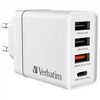 Verbatim laidinis įkroviklis 30W 3xUSB-A/ USB-C PD 3.0 CHR-30EU2 baltos spalvos 49701