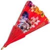Atlasinė vėduoklė su bijūnais, 23 cm - Raudona