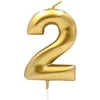 Auksinė žvakutė tortui skaičius "2"