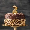 Auksinė žvakutė tortui skaičius "2"
