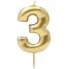 Auksinė žvakutė tortui skaičius "3"