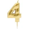 Auksinė žvakutė tortui skaičius "4"