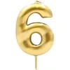 Auksinė žvakutė tortui skaičius "6"