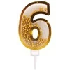 Auksinė žvakutė tortui skaičius "6"