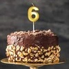 Auksinė žvakutė tortui, skaičius "6"