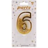 Auksinė žvakutė tortui skaičius "6"
