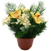 Dirbtinė orchidėjų ir hortenzijų puokštė vazone