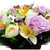Dirbtinė rožių ir orchidėjų puokštė vazone
