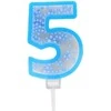 Mėlyna žvakutė tortui skaičius "5"