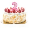 Rožinė žvakutė tortui skaičius "2"