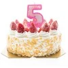 Rožinė žvakutė tortui skaičius "5"