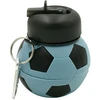 Sulankstoma silikoninė gertuvė-futbolo kamuolys, 550 ml - Žalia