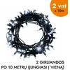 Lauko ir vidaus girlianda (šaltai baltos LED lemputės) 20 m PROLED juoda