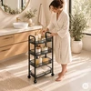 Metalinis mobilus juodas organizatorius su 4 lentynomis ModernHome