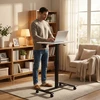 Mobilus baltas reguliuojamas stalas 70x48 cm ModernHome
