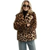 Moteriška ruda kailinė striukė su gyvūniniu raštu Leopard