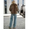 Moteriška ruda kailinė striukė su gyvūniniu raštu Leopard