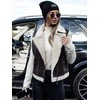 Moteriška tamsiai ruda liemenė su kailiuku Wool