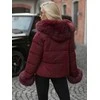 Moteriška žieminė bordo spalvos striukė su kailiuku Evin