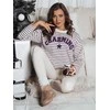 Moteriškas baltas/violetinis dryžuotas megztinis Charming