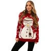 Moteriškas raudonas kalėdinis megztinis Snowman