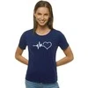 Moteriški tamsiai mėlyni marškinėliai Heartbeat