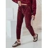 Moteriškos velvetinės bordo spalvos laisvalaikio kelnės Velvi