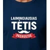 Tamsiai mėlyni marškinėliai Laimingiausias tėtis (baltas)