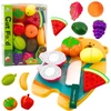 Lean Toys Vaikiškas žaislinių vaisių pjaustymo rinkinys su peiliu ir lentelė