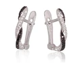 Auksiniai auskarai anglišku užsegimu, Baltas Auksas, Briliantai , Briliantai (Juodi) - 1.69 g. - 18 mm. - Briliantai (0,059Ct), Briliantai (Juodi) (0,081Ct)