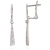 Auksiniai auskarai anglišku užsegimu, Baltas Auksas, Briliantai - 1.79 g. - 31 mm. - Briliantai (0,188Ct)