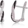 Auksiniai auskarai anglišku užsegimu, Baltas Auksas, Briliantai , Briliantai (Juodi) - 1.69 g. - 18 mm. - Briliantai (0,059Ct), Briliantai (Juodi) (0,081Ct)