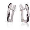 Auksiniai auskarai anglišku užsegimu, Baltas Auksas, Briliantai , Briliantai (Juodi) - 1.69 g. - 18 mm. - Briliantai (0,059Ct), Briliantai (Juodi) (0,081Ct)