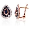 Auksiniai auskarai anglišku užsegimu, Raudonas Auksas, Briliantai , Safyras,Briliantai , Safyras , Mėlynas topazas - 3.78 g. - 14 mm. - Briliantai (0,168Ct), Safyras (1,114Ct)
