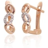 Auksiniai auskarai anglišku užsegimu, Raudonas Auksas, Briliantai - 1.65 g. - 12 mm. - Briliantai (0,036Ct)