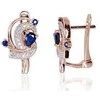 Auksiniai auskarai anglišku užsegimu, Raudonas Auksas, Briliantai , Safyras - 3.37 g. - 16 mm. - Briliantai (0,078Ct), Safyras (0,502Ct)