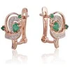 Auksiniai auskarai anglišku užsegimu, Raudonas Auksas, Briliantai , Smaragdas - 3.43 g. - 16 mm. - Briliantai (0,081Ct), Smaragdas (0,319Ct)