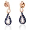 Auksiniai auskarai –pusetai - 2.17 g. - 22 mm. - Briliantai (0,077Ct), Safyras (0,352Ct)