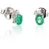 Auksiniai auskarai su brangakmeniais. . Praba: 585°. Akmuo: Briliantai , Smaragdas - 1.28 g. - 7 mm. - Briliantai (0,036Ct), Smaragdas (0,533Ct)