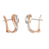 Auksiniai auskarai su brangakmeniais. Metalas: Raudonas Auksas. Praba: 585°. Akmuo: Briliantai , Mėlynas topazas - 2.82 g. - 14 mm. - Briliantai (0,034Ct), Mėlynas topazas