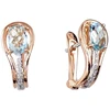Auksiniai auskarai su brangakmeniais. Metalas: Raudonas Auksas. Praba: 585°. Akmuo: Briliantai , Mėlynas topazas - 2.82 g. - 14 mm. - Briliantai (0,034Ct), Mėlynas topazas