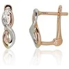 Auksiniai auskarai su brangakmeniais. Metalas: Raudonas/Baltas Auksas. Praba: 585°. Akmuo: Briliantai - 1.78 g. - 12 mm. - Briliantai (0,024Ct)