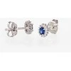 Auksiniai auskarai su brangakmeniais. Metalas: Baltas Auksas. Praba: 585°. Akmuo: Briliantai , Safyras - 1.42 g. - 8 mm. - Briliantai (0,078Ct), Safyras (0,428Ct)