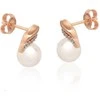 Auksiniai auskarai vinukai, Raudonas Auksas, Briliantai , Perlai - 2.38 g. - 13 mm. - Briliantai (0,03Ct), Perlai