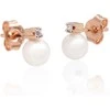 Auksiniai auskarai vinukai, Raudonas Auksas, Briliantai , Perlai - 1.41 g. - 8 mm. - Briliantai (0,04Ct), Perlai