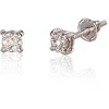Auksiniai auskarai vinukai, užsukami, Baltas Auksas, Briliantai - 0.95 g. - 4 mm. - Briliantai (0,092Ct)
