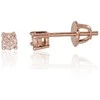 Auksiniai auskarai vinukai, užsukami, Raudonas Auksas, Briliantai - 3 mm. - 0.8 g. - Briliantai (0,054Ct)